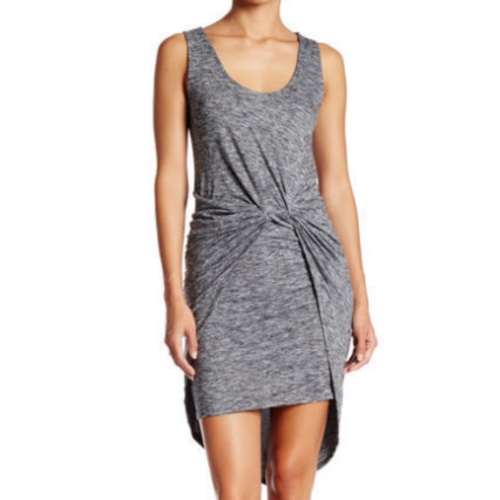 The vanity room gray twist front dress